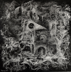 Le Corbeau(E.Poe) huile bois 48x48